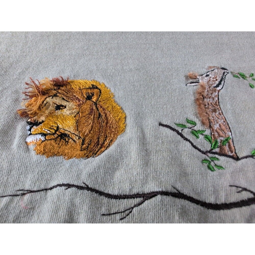 VTG Dallas Zoo T Shirt Mens Size Medium Embroidered Animals Beige Texas - Picture 4 of 7